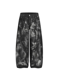 Brushed Black Studded Denim Pants