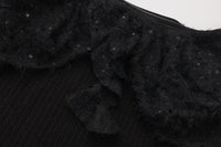 Black Knitted Lace Off-The-Shoulder Top