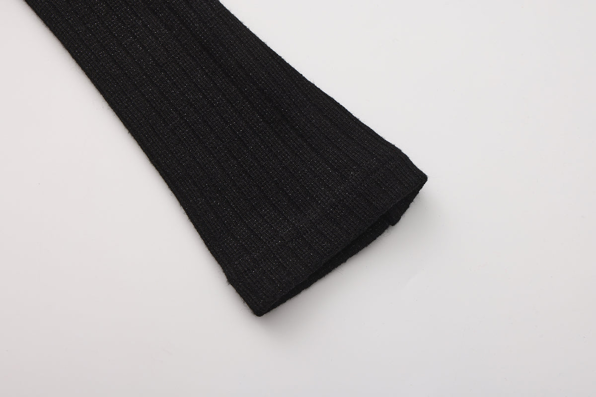 Black Knitted Lace Off-The-Shoulder Top