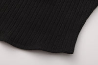 Black Knitted Lace Off-The-Shoulder Top