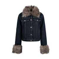 Detachable Faux Fur Denim Jacket
