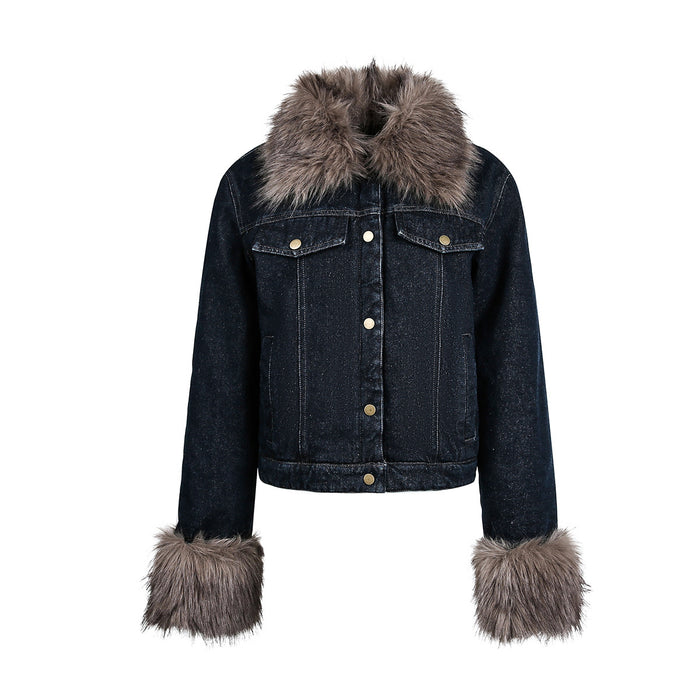 Detachable Faux Fur Denim Jacket