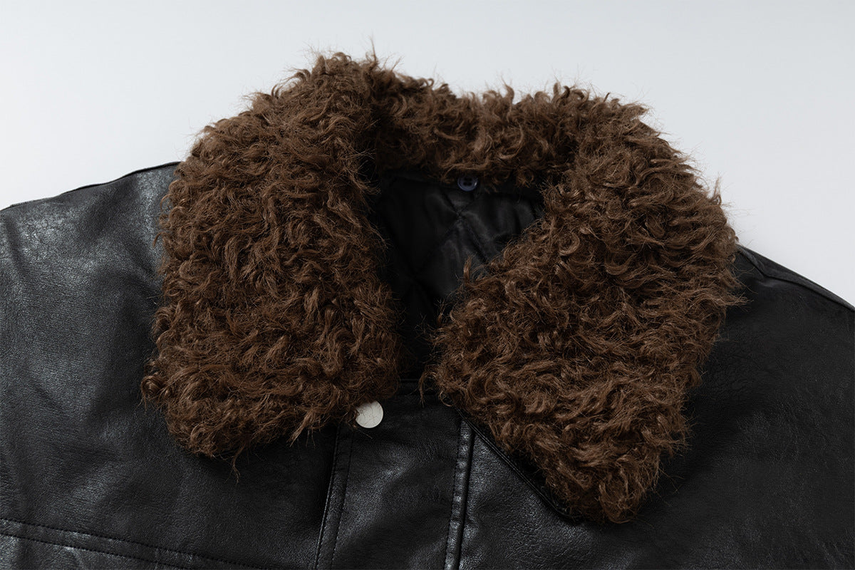 Detachable Fleece Neck Oversized Flight Bomber Jacket