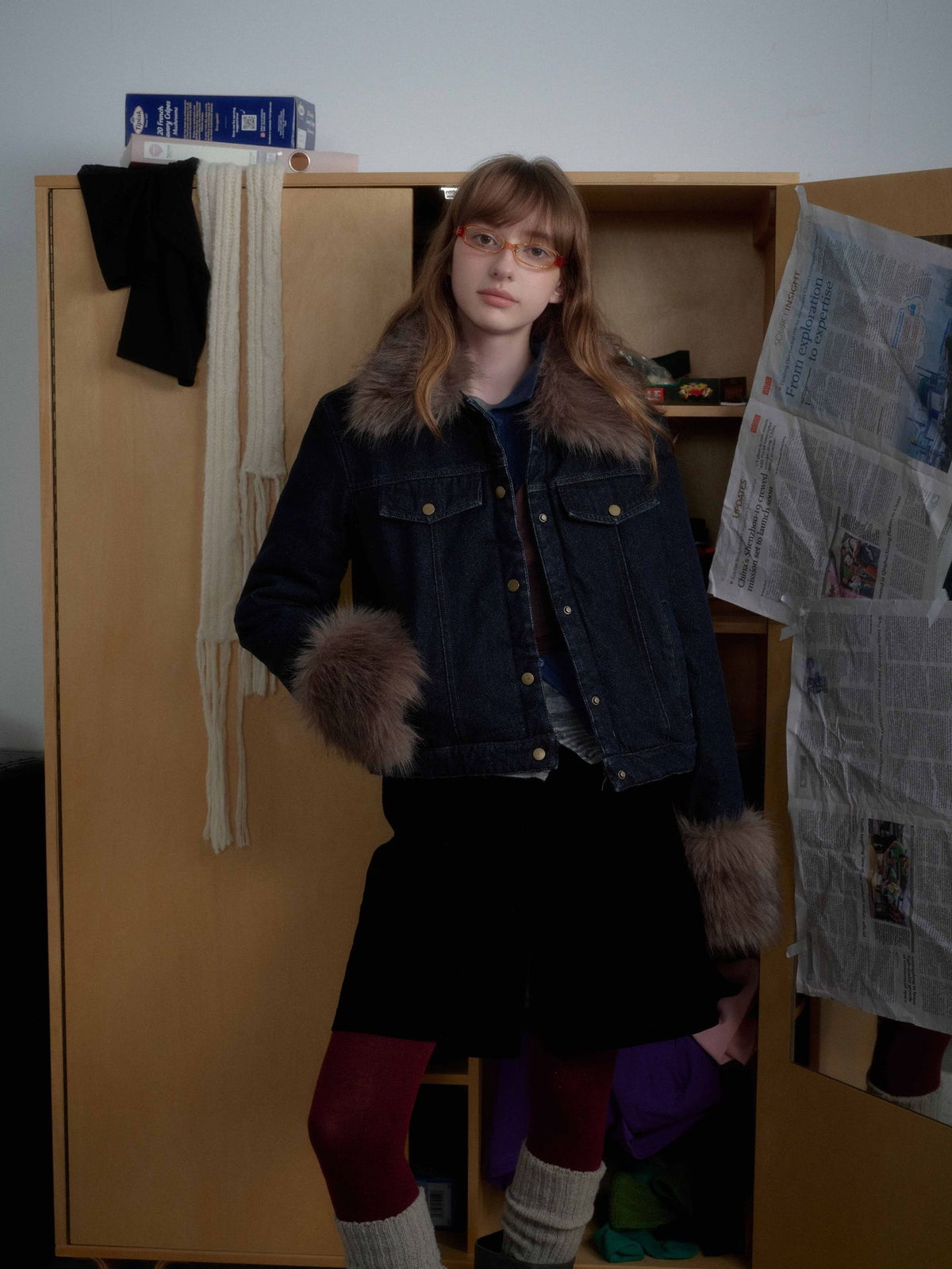 Detachable Faux Fur Denim Jacket