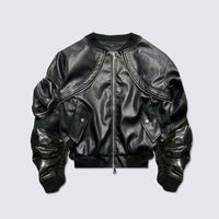 Faux Leather Flight Pocket Bomber