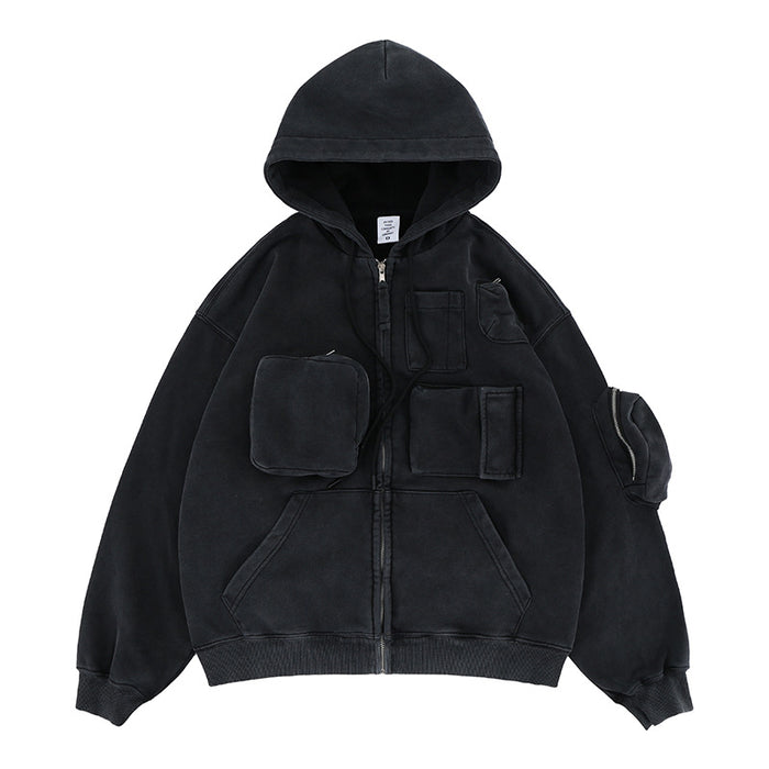 Oversize Multi Pocket Zip Up Hoddies