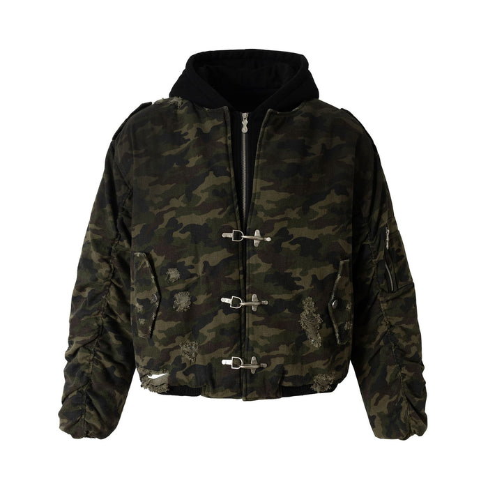 Army Green Hooded Layer Jacket