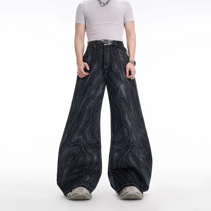 Wave Stitched Denim Pants