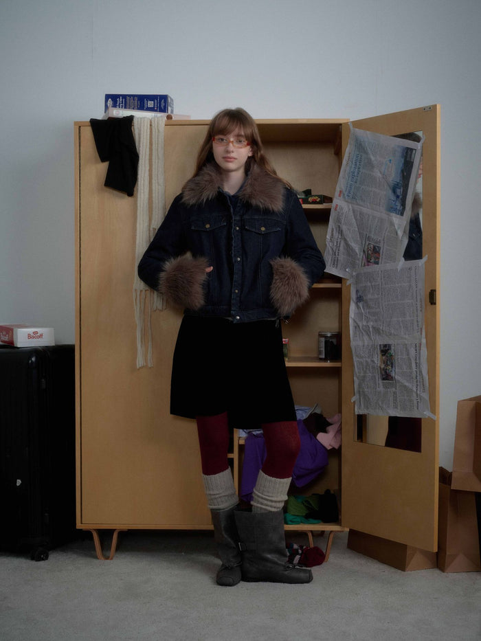 Detachable Faux Fur Denim Jacket