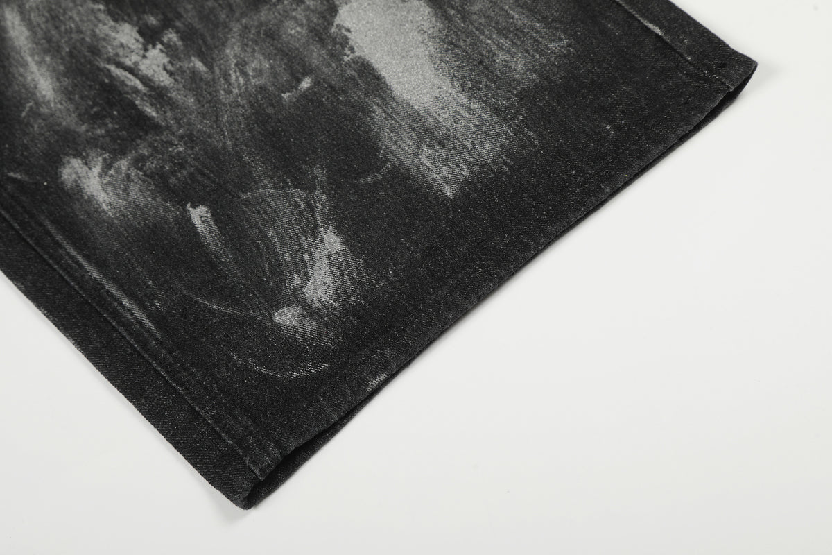 Brushed Black Studded Denim Pants