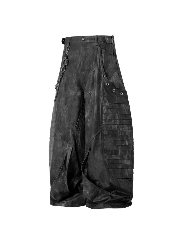 Pleated Wash Black Denim Pants