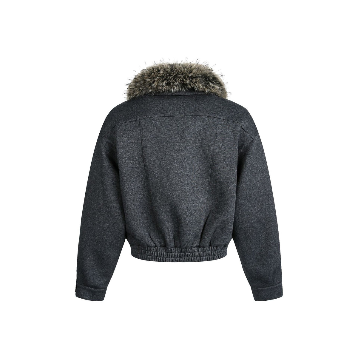 Grey Detachable Faux Fur Neck Hiking Jacket