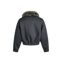 Grey Detachable Faux Fur Neck Hiking Jacket