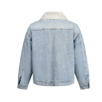 Miu Fleece Lapel Denim Jacket