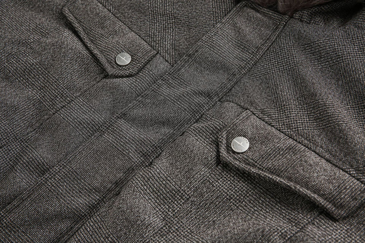 Grey Faux Fur Hooded Flight Jacket