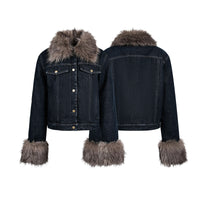 Detachable Faux Fur Denim Jacket