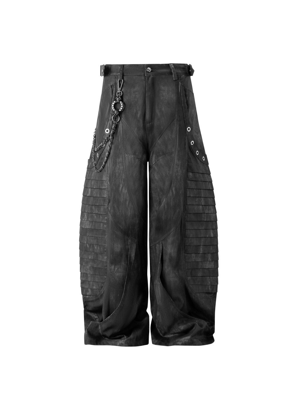 Pleated Wash Black Denim Pants