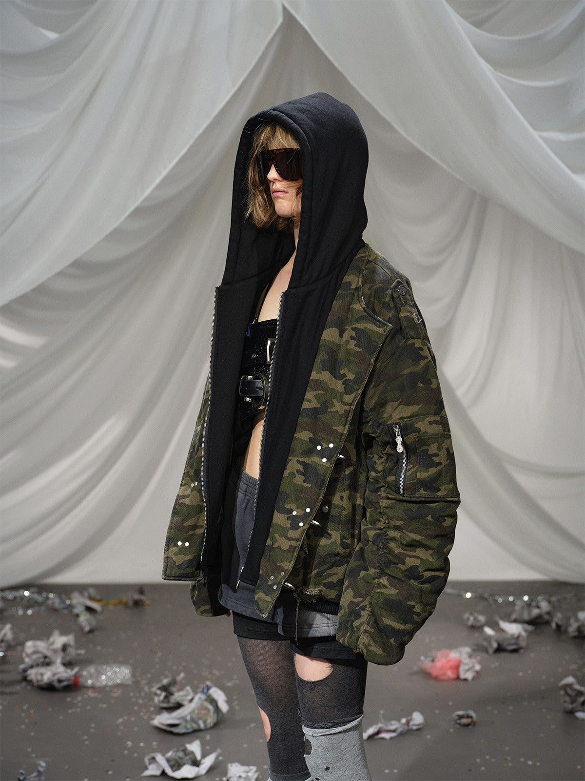 Army Green Hooded Layer Jacket