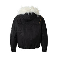 Leopard Fleeced Faux Fur Hooded Flight Jackets