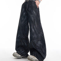 Wave Stitched Denim Pants