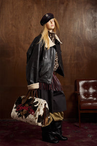 Oversize Fleece Lining Faux Leather Flight Bomber Jacket