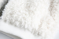 White Fleece Fur Hooded Zip Up Jackets