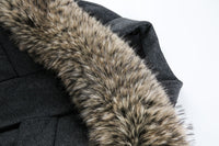 Grey Detachable Faux Fur Neck Hiking Jacket