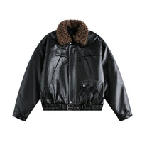 Detachable Fleece Neck Oversized Flight Bomber Jacket