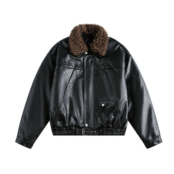 Detachable Fleece Neck Oversized Flight Bomber Jacket