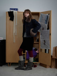 Detachable Faux Fur Denim Jacket