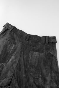 Pleated Wash Black Denim Pants