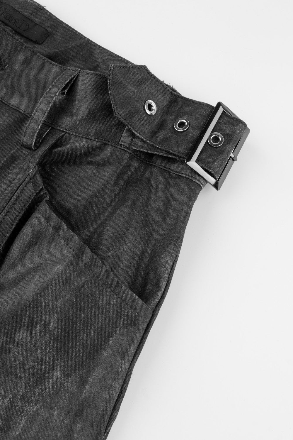 Pleated Wash Black Denim Pants