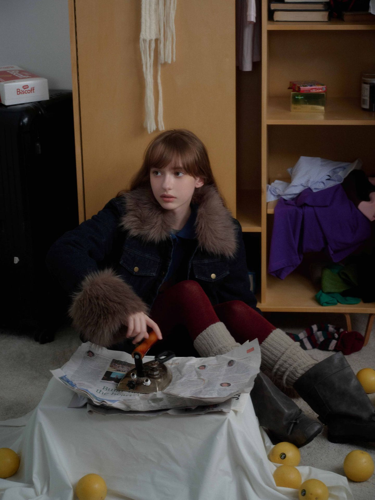 Detachable Faux Fur Denim Jacket