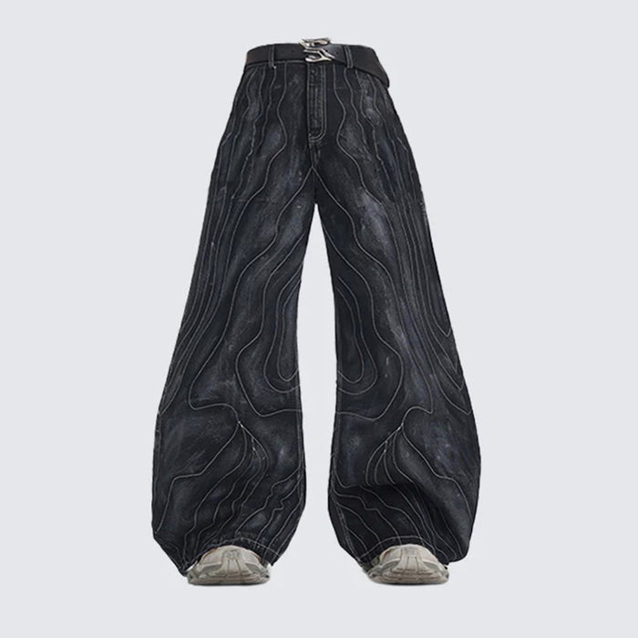 Wave Stitched Denim Pants