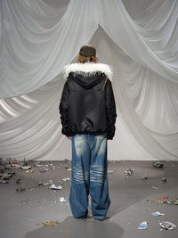 Leopard Fleeced Faux Fur Hooded Flight Jackets