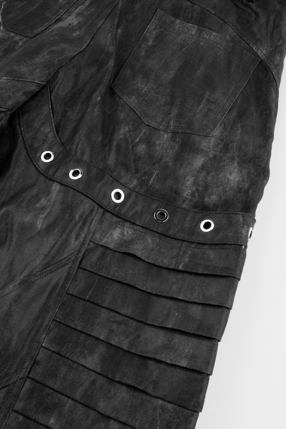 Pleated Wash Black Denim Pants