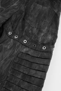 Pleated Wash Black Denim Pants