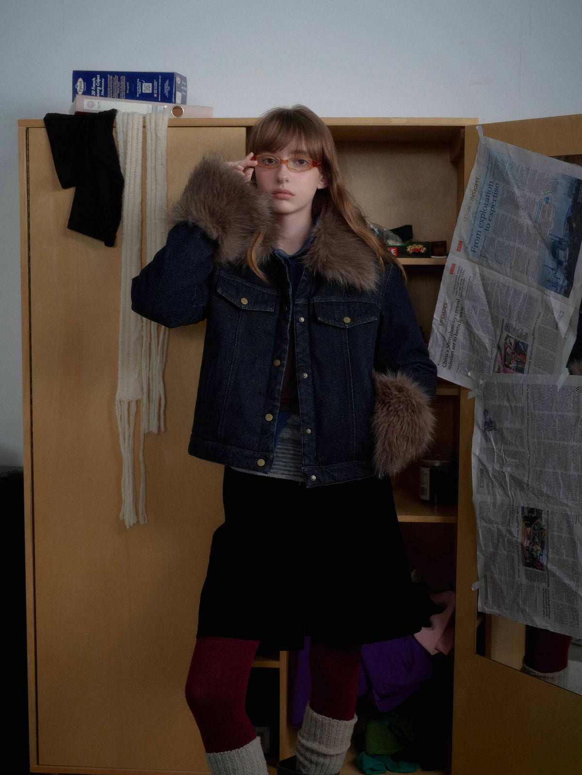 Detachable Faux Fur Denim Jacket