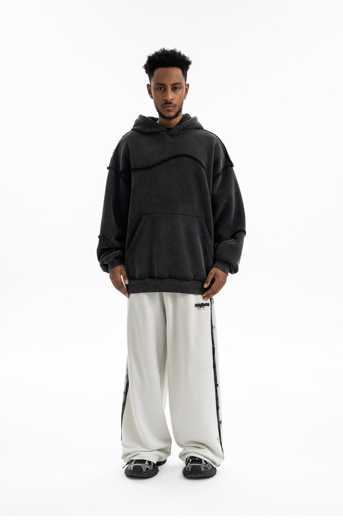 Oversized Distressed Wave Hoodie