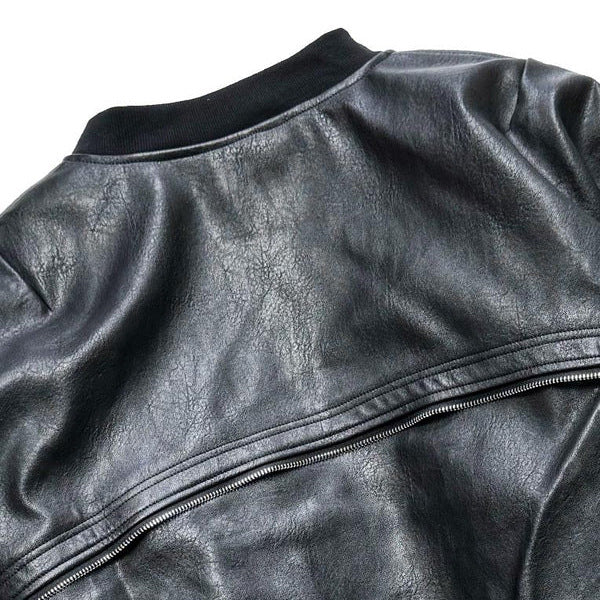 Faux Leather Flight Pocket Bomber