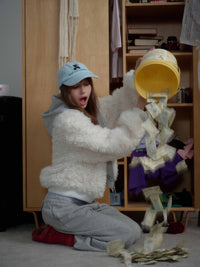 White Fleece Fur Hooded Zip Up Jackets