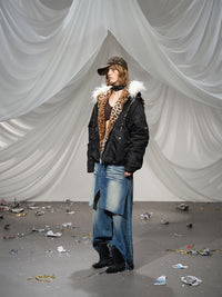 Leopard Fleeced Faux Fur Hooded Flight Jackets