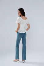 Flared Jeans With Lace Pockets