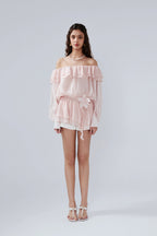 Pink Shimmering Iris-Patterned Long-Sleeved Top