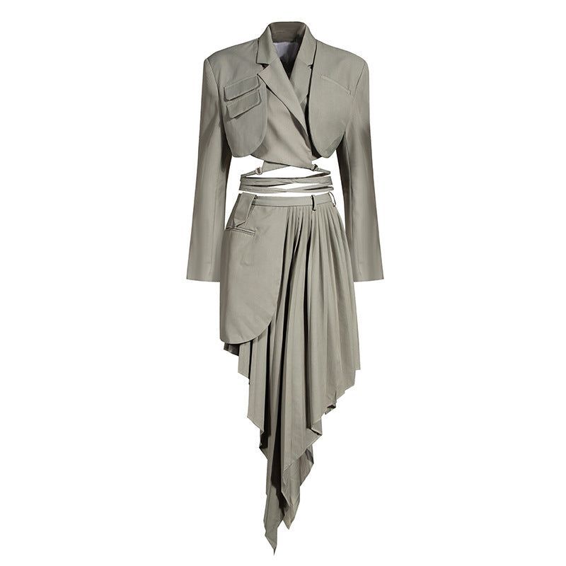 PLEATED SUIT DRESS