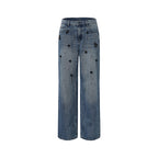 Straight-Leg Beaded Jeans