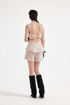 Pink Bow Sleeveless Fitted Top