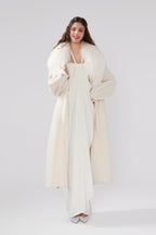 Detachable Fox Fur White Long Coat