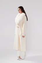 Detachable Fox Fur White Long Coat