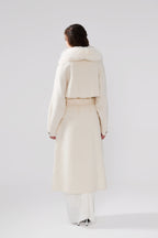 Detachable Fox Fur White Long Coat